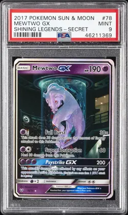 2017 POKEMON SUN & MOON SHINING LEGENDS SECRET #78 MEWTWO GX PSA 9 - Image 1