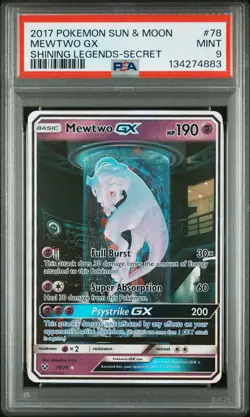 2017 POKEMON SUN & MOON SHINING LEGENDS SECRET #78 MEWTWO GX PSA 9 - Image 1