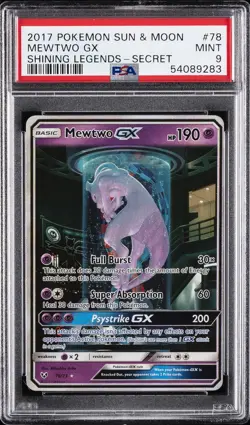 2017 POKEMON SUN & MOON SHINING LEGENDS SECRET #78 MEWTWO GX PSA 9 - Image 1