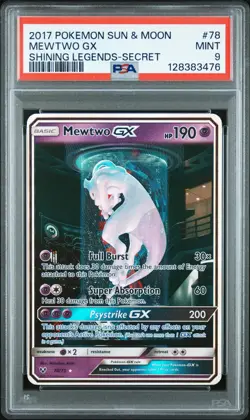 2017 POKEMON SUN & MOON SHINING LEGENDS SECRET #78 MEWTWO GX PSA 9 - Image 1