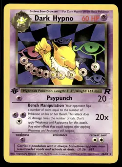 Pokemon TCG Team Rocket 1st Edition #26/82 Dark Hypno LP+ - Image 1