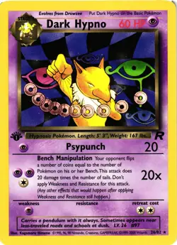 Pokemon TCG Dark Hypno Team Rocket 26/82 1st Edition Non-Holo Rare VLP - Image 1