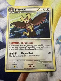 Pokemon TCG Cards Noctowl HGSS06 Black Star Promo Holo Played - Image 2