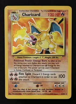 Pokemon Base Set Charizard (4/102) Holo Unlimited (LP) Original Vintage 1999 - Image 3