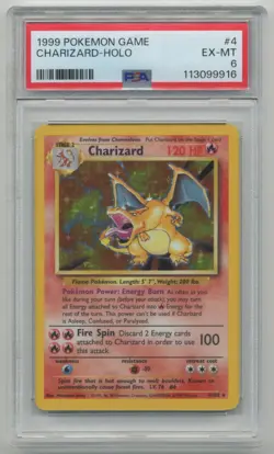 Charizard 1999 Pokemon Base Set Unlimited Holo Rare #4/102 - PSA 6 EX-MT - Image 1