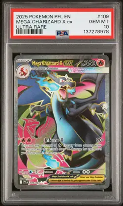 2025 POKEMON PFL EN-PHANTASMAL FLAMES ULTRA RARE #109 MEGA CHARIZARD X EX PSA 10 - Image 1
