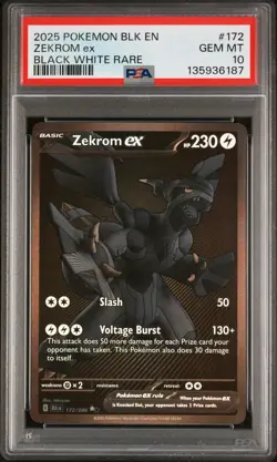 2025 POKEMON BLK EN-BLACK BOLT BLACK WHITE RARE #172 ZEKROM EX PSA 10 - Image 1