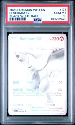 2025 POKEMON WHT EN-WHITE FLARE BLACK WHITE RARE #173 RESHIRAM EX PSA 10 - Image 1