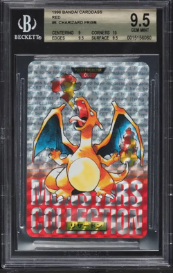 1996 Pokemon Japanese Bandai Carddass Red Prism Charizard #6 BGS 9.5 GEM MINT - Image 1
