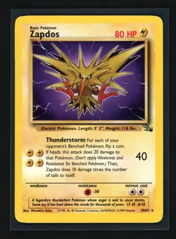 Zapdos Non-Holo 30/62 Pokemon TCG Fossil Wizards of The Coast WOTC LP - Image 1