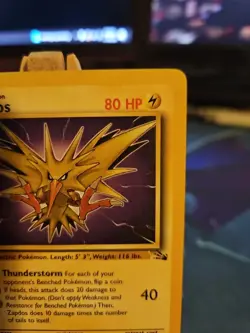 Pokemon TCG Zapdos Fossil, Unlimited Rare, Vintage WOTC Card 30/62 LP - Image 3