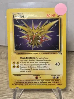 Pokemon TCG Fossil Unlimited Zapdos 30/62 Rare Regular LP WOTC - Image 1