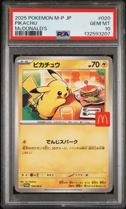 2025 POKEMON JAPANESE M-P PROMO MCDONALD'S #020 PIKACHU PSA 10 - Image 1