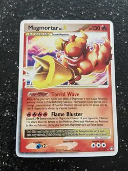 Pokemon TCG Magmortar LV.X 123/123 Holo Rare 2007 D&P Mysterious - Image 1