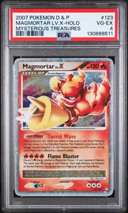 Pokemon Magmortar Lv.X-Holo Mysterious Treasures Diamond & Pearl #123 PSA 4 - Image 1