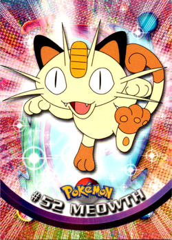 Meowth #52 - BLUE LOGO - NON-HOLO - Series 1 - TOPPS Pokemon Card - NM/LP - Image 1