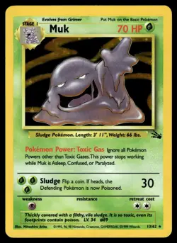 MUK - 13/62 Holo Rare Fossil Pokemon LP - Image 1