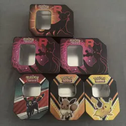 Pokemon TCG Team Rocket's Mewtwo, Persian Umbreon, Eevee & Pikachu Empty Tins - Image 1