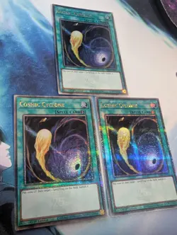 YuGiOh! Cosmic Cyclone RA02-EN061 Quarter Century Rare x3 PLAYSET 1st Ed - Image 2