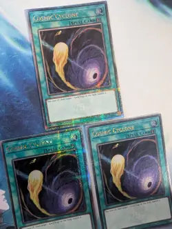 YuGiOh! Cosmic Cyclone RA02-EN061 Quarter Century Rare x3 PLAYSET 1st Ed - Image 3
