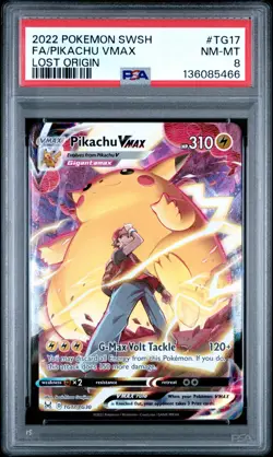 Pikachu VMAX Pokemon 2022 Lost Origin Full Art TG17/TG30 PSA Near Mint 8 - Image 1
