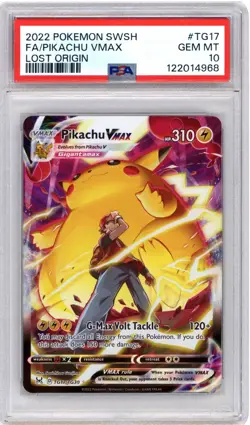 2022 Pokemon Lost Origin SWSH11 Pikachu VMAX #TG17/TG30 PSA 10 English Full Art - Image 1
