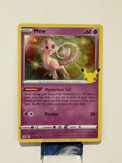 Pokemon Mew TCG Holo Rare Card Celebrations 011/025 25th Anniversary Pack NM - Image 1