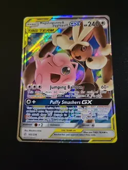 Mega Lopunny & Jigglypuff GX 165/236 - NM ULTRA RARE Cosmic Eclipse Pokemon TCG - Image 1