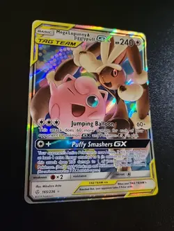 Mega Lopunny & Jigglypuff GX 165/236 - NM ULTRA RARE Cosmic Eclipse Pokemon TCG - Image 2