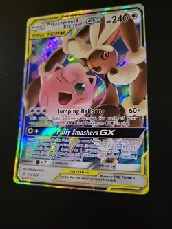 Mega Lopunny & Jigglypuff GX 165/236 - NM ULTRA RARE Cosmic Eclipse Pokemon TCG - Image 3