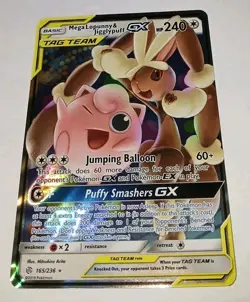 Mega Lopunny & Jigglypuff GX - 165/236 - Pokemon Cosmic Eclipse TAG TEAM Card NM - Image 1