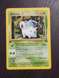 1st Edition Nidoran Jungle Pokemon Card LP/MP 57/64 Common - Image 1