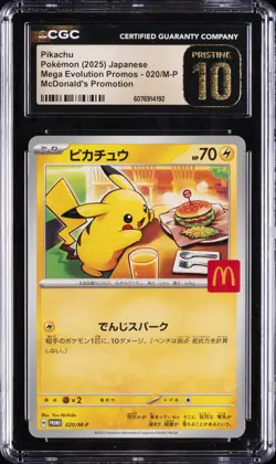 2025 POKEMON JPN MEGA EVOLUTION PROMOS MCDONALD'S PROMOTION #020 PIKACHU CGC 10 - Image 1