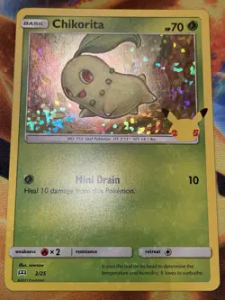 Chikorita 2/25 Holo Pokemon 25th Anniversary McDonald’s Promo Card 2021 NM - Image 1