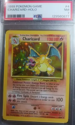 CHARIZARD-HOLO 4/102 PSA 7 NM Vintage Rare Base Pokemon(New Cert) - Image 1
