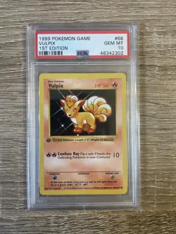 Pokemon Vulpix Base Set Shadowless 1st Edition #68 PSA 10 Gem Mint - Image 1