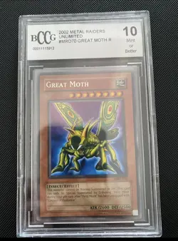 YU-GI-OH! Great Moth MRD-070 BCCG Graded 10 Rare Unlimted - Image 1