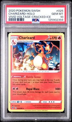 PSA 10 - CHARIZARD HOLO - 025/185 VIVID VOLTAGE CRACKED ICE POKEMON - Image 1