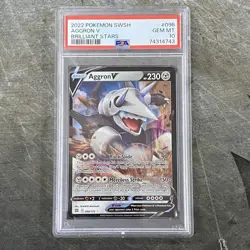 2022 Pokemon SWSH Aggron V Brilliant Stars #096/172 PSA Gem Mint 10 POP 42! - Image 1