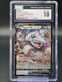 AGGRON V 2022 POKEMON BRILLIANT STARS ULTRA RARE 096/172 CGC 10 - Image 1