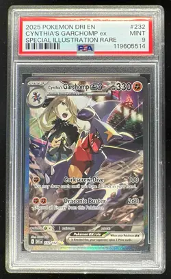 2025 Pokemon SV Destined Rivals - DRI EN #232/182 Cynthia's Garchomp ex PSA 9 - Image 1