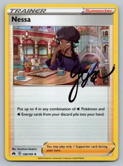 2022 Pokemon Crown Zenith Trainer Nessa 136/159 Rare Holo NM - Image 1