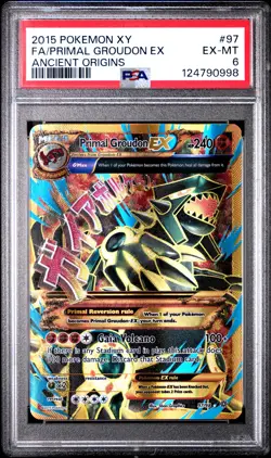 2015 POKEMON XY ANCIENT ORIGINS #97 FULL ART/PRIMAL GROUDON EX PSA 6 - Image 1