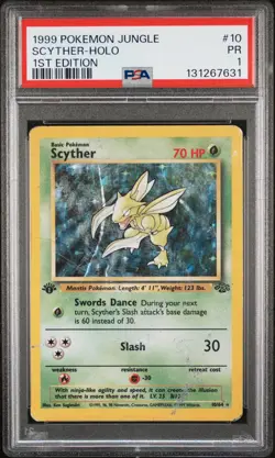 Scyther Holo 1st Edition PSA 1 1999 Pokemon Jungle #10 POP 16 - Image 1