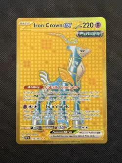 🤩 Iron Crown EX Hyper Rare Temporal Forces 216/162 Pokemon TCG Card NM/M Gold - Image 1
