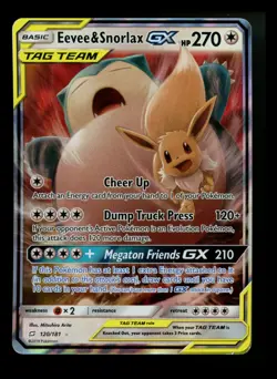 Eevee & Snorlax GX 120/181 SM Team Up 2019 Tag Team Pokemon Card TCG - Image 1