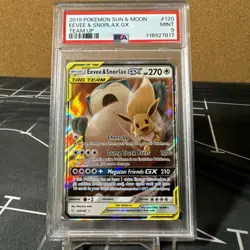 Pokemon Eevee & Snorlax GX TCG 120/181 Sm-Team Up Tag Team Holo Card PSA 9 - Image 1