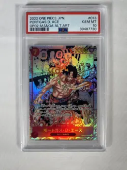 ONE PIECE - PSA 10 JPN - Portgas D Ace OP02-013 SR Comic Parallel Manga Alt Art - Image 1