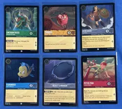 DISNEY LORCANA FIRST CHAPTER COLD FOIL LOT OF 6, PETER PAN, FLOUNDER, PUMBAA B07 - Image 1