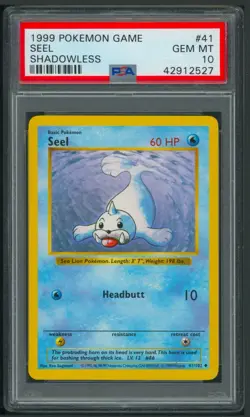 Pokemon Base Set Shadowless Seel 41/102 PSA 10 - Image 1